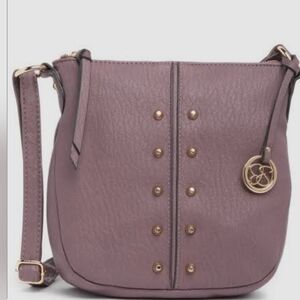 JESSICA SIMPSON Faux Leather‎ Gold Studded Small Crossbody Purse Lilac